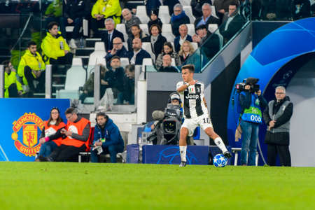 Turin - Nov 7, 2018:  Paulo Dybala 10 controls the ball on speed. Juventus - Manchester United. UEFA Champions League. Matchday 4. Allianz stadium.のeditorial素材