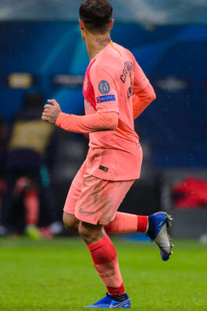 Milan - Nov 6, 2018: Philippe Coutinho 7. FC Internazionale - FC Barcelona. UEFA Champions League. Matchday 4. Giuseppe Meazza (San Siro) stadium.のeditorial素材
