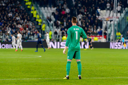 Turin - Nov 7, 2018: David De Gea 1 from behind. Juventus - Manchester United. UEFA Champions League. Matchday 4. Allianz stadium.のeditorial素材