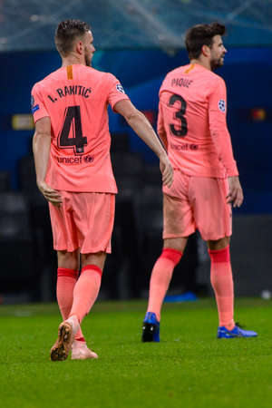 Milan - Nov 6, 2018: Ivan Rakitic 4. FC Internazionale - FC Barcelona. UEFA Champions League. Matchday 4. Giuseppe Meazza (San Siro) stadium.のeditorial素材