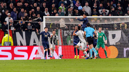 Turin - Nov 7, 2018:  Juventus - Manchester United. UEFA Champions League. Matchday 4. Allianz stadium.のeditorial素材