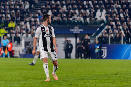Turin - Nov 7, 2018:  Miralem Pjanic 5. Juventus - Manchester United. UEFA Champions League. Matchday 4. Allianz stadium.のeditorial素材