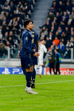 Turin - Nov 7, 2018: Jesse Lingard 14. Juventus - Manchester United. UEFA Champions League. Matchday 4. Allianz stadium.のeditorial素材
