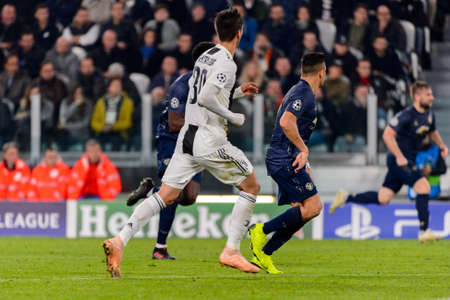Turin - Nov 7, 2018: Rodrigo Bentancur 30 . Juventus - Manchester United. UEFA Champions League. Matchday 4. Allianz stadium.のeditorial素材