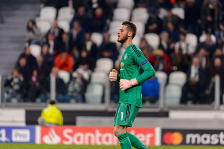 Turin - Nov 7, 2018: David De Gea 1. Juventus - Manchester United. UEFA Champions League. Matchday 4. Allianz stadium.のeditorial素材