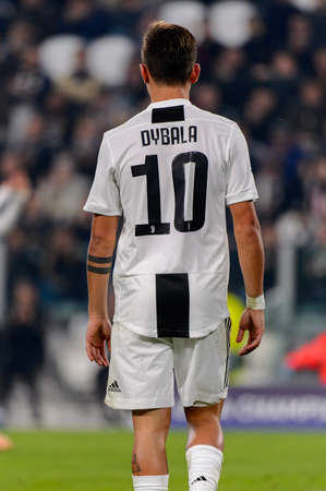 Turin - Nov 7, 2018:  Paulo Dybala 10 from behind. Juventus - Manchester United. UEFA Champions League. Matchday 4. Allianz stadium.のeditorial素材