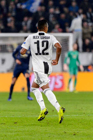 Turin - Nov 7, 2018:  Alex Sandro 12. Juventus - Manchester United. UEFA Champions League. Matchday 4. Allianz stadium.のeditorial素材