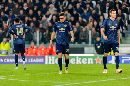 Turin - Nov 7, 2018: Ander Herrera 21. Juventus - Manchester United. UEFA Champions League. Matchday 4. Allianz stadium.のeditorial素材