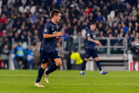 Turin - Nov 7, 2018: Ander Herrera 21. Juventus - Manchester United. UEFA Champions League. Matchday 4. Allianz stadium.のeditorial素材