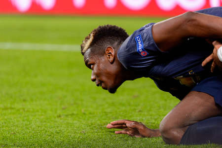 Turin - Nov 7, 2018: Paul Pogba 6 portrait. Juventus - Manchester United. UEFA Champions League. Matchday 4. Allianz stadium.のeditorial素材