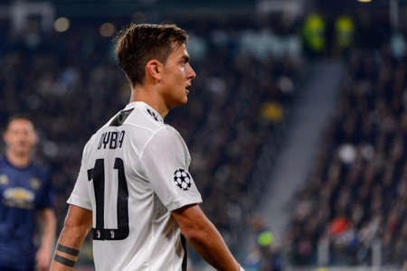 Turin - Nov 7, 2018:  Paulo Dybala 10. Juventus - Manchester United. UEFA Champions League. Matchday 4. Allianz stadium.のeditorial素材
