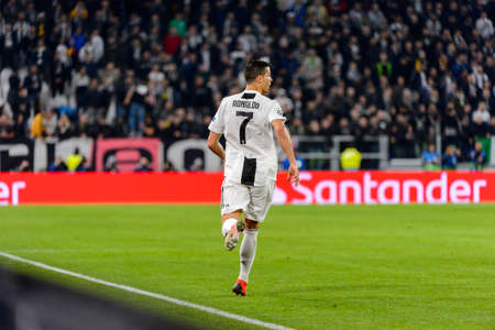 Turin - Nov 7, 2018:  Cristiano Ronaldo 7. Juventus - Manchester United. UEFA Champions League. Matchday 4. Allianz stadium.のeditorial素材