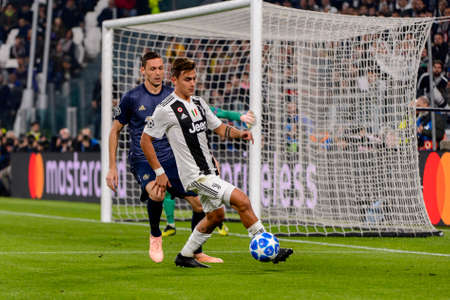 Turin - Nov 7, 2018:  Paulo Dybala 10. Juventus - Manchester United. UEFA Champions League. Matchday 4. Allianz stadium.のeditorial素材