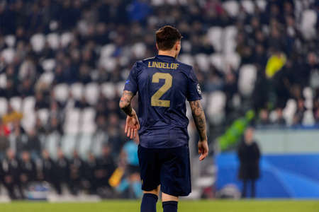 Turin - Nov 7, 2018: Victor Lindelof 2. Juventus - Manchester United. UEFA Champions League. Matchday 4. Allianz stadium.のeditorial素材