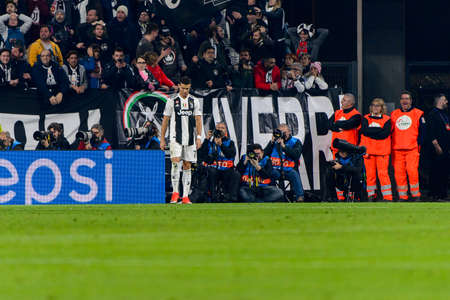 Turin - Nov 7, 2018:  Cristiano Ronaldo 7. Juventus - Manchester United. UEFA Champions League. Matchday 4. Allianz stadium.のeditorial素材