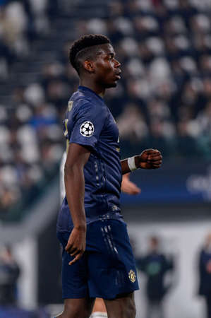 Turin - Nov 7, 2018: Paul Pogba 6. Juventus - Manchester United. UEFA Champions League. Matchday 4. Allianz stadium.のeditorial素材