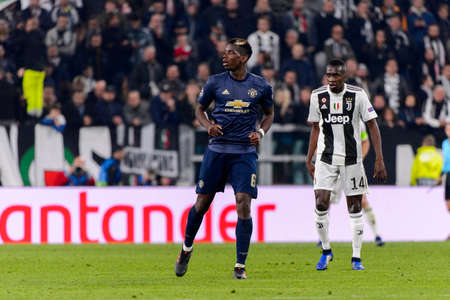 Turin - Nov 7, 2018: Paul Pogba 6 in action. Juventus - Manchester United. UEFA Champions League. Matchday 4. Allianz stadium.のeditorial素材