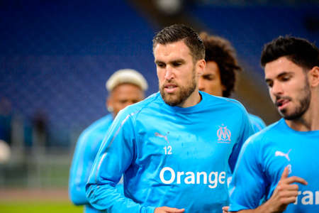 ROME - NOV 8, 2018: Kevin Strootman 12 portrait. SS Lazio - Olympique Marseille. UEFA Europe League. Stadio Olimpico.のeditorial素材