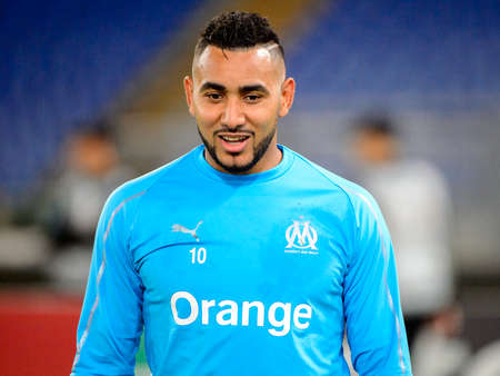 ROME - NOV 8, 2018: Dimitri Payet 10 close up portrait. SS Lazio - Olympique Marseille. UEFA Europe League. Stadio Olimpico.のeditorial素材