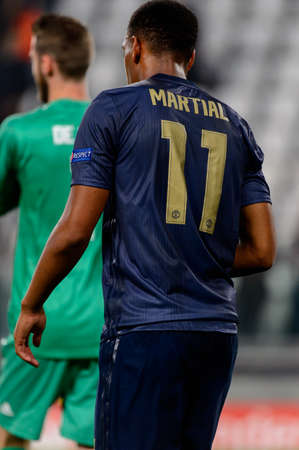 Turin - Nov 7, 2018: Anthony Martial 11. Juventus - Manchester United. UEFA Champions League. Matchday 4. Allianz stadium.のeditorial素材