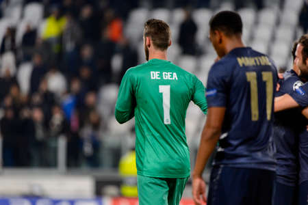 Turin - Nov 7, 2018: David De Gea 1. Juventus - Manchester United. UEFA Champions League. Matchday 4. Allianz stadium.のeditorial素材