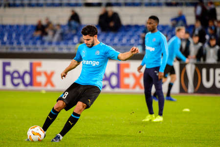 ROME - NOV 8, 2018: Morgan Sanson 8. SS Lazio - Olympique Marseille. UEFA Europe League. Stadio Olimpico.のeditorial素材