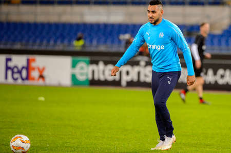 ROME - NOV 8, 2018: Dimitri Payet 10. SS Lazio - Olympique Marseille. UEFA Europe League. Stadio Olimpico.のeditorial素材
