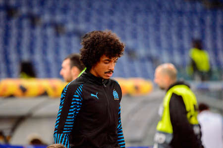 ROME - NOV 8, 2018: Luiz Gustavo 19 close up portrait. SS Lazio - Olympique Marseille. UEFA Europe League. Stadio Olimpico.のeditorial素材