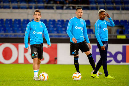 ROME - NOV 8, 2018: Maxime Lopez 27 warms up. SS Lazio - Olympique Marseille. UEFA Europe League. Stadio Olimpico.のeditorial素材