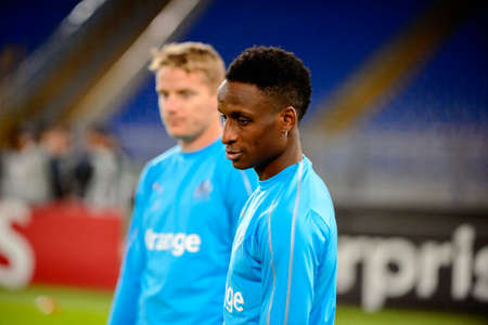 ROME - NOV 8, 2018: Bouna Sarr 17 close up portrait. SS Lazio - Olympique Marseille. UEFA Europe...