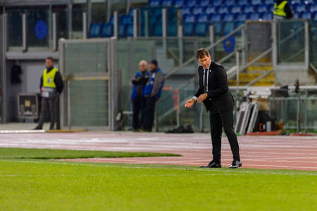 ROME - NOV 8, 2018: Rudi Garcia, the coach. SS Lazio - Olympique Marseille. UEFA Europe League. Stadio Olimpico.のeditorial素材
