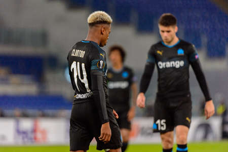 ROME - NOV 8, 2018: Clinton Njie 14. SS Lazio - Olympique Marseille. UEFA Europe League. Stadio Olimpico.のeditorial素材