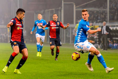 GENOVA - NOV 10, 2018: Piotr Zielinski 20.  C.F.C Genoa - SSC Napoli. Calcio Serie A TIM. Stadium Luigi Ferraris.のeditorial素材