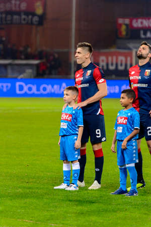 GENOVA - NOV 10, 2018:  9 Krzysztof Piatek. C.F.C Genoa - SSC Napoli. Calcio Serie A TIM. Stadium Luigi Ferraris.のeditorial素材