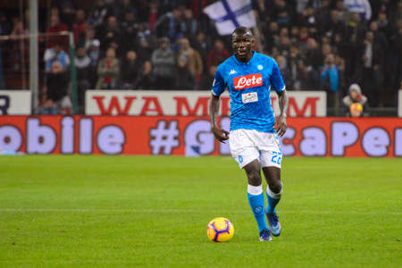 GENOVA - NOV 10, 2018: Kalidou Koulibaly 26.  C.F.C Genoa - SSC Napoli. Calcio Serie A TIM. Stadium Luigi Ferraris.のeditorial素材