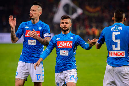 GENOVA - NOV 10, 2018: Marek Hamsik 17 greets the fans.  C.F.C Genoa - SSC Napoli. Calcio Serie A TIM. Stadium Luigi Ferraris.のeditorial素材