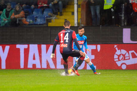 GENOVA - NOV 10, 2018: 14 Davide Biraschi.  C.F.C Genoa - SSC Napoli. Calcio Serie A TIM. Stadium Luigi Ferraris.のeditorial素材