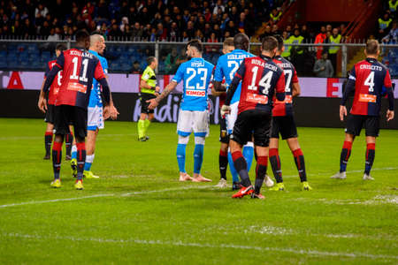 GENOVA - NOV 10, 2018:  C.F.C Genoa - SSC Napoli. Calcio Serie A TIM. Stadium Luigi Ferraris.のeditorial素材