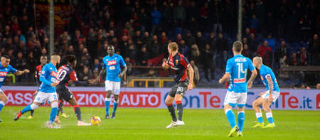 GENOVA - NOV 10, 2018:  C.F.C Genoa - SSC Napoli. Calcio Serie A TIM. Stadium Luigi Ferraris.のeditorial素材