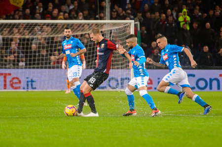 GENOVA - NOV 10, 2018:  C.F.C Genoa - SSC Napoli. Calcio Serie A TIM. Stadium Luigi Ferraris.のeditorial素材