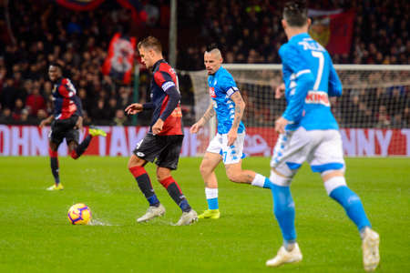 GENOVA - NOV 10, 2018:  4 Domenico Criscito . C.F.C Genoa - SSC Napoli. Calcio Serie A TIM. Stadium Luigi Ferraris.のeditorial素材