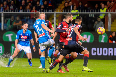 GENOVA - NOV 10, 2018:  Dries Mertens 14 attacks. C.F.C Genoa - SSC Napoli. Calcio Serie A TIM. Stadium Luigi Ferraris.のeditorial素材