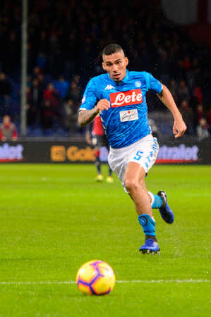 GENOVA - NOV 10, 2018: Allan 5. C.F.C Genoa - SSC Napoli. Calcio Serie A TIM. Stadium Luigi Ferraris.のeditorial素材