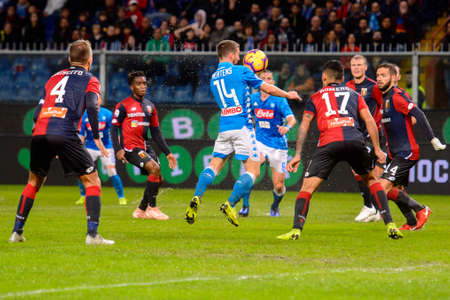 GENOVA - NOV 10, 2018:  Dries Mertens 14 attacks. C.F.C Genoa - SSC Napoli. Calcio Serie A TIM. Stadium Luigi Ferraris.のeditorial素材
