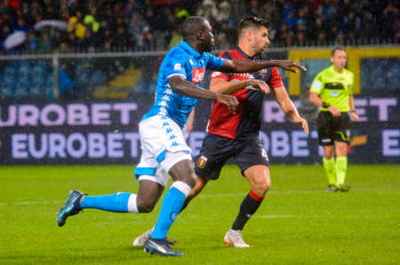 GENOVA - NOV 10, 2018: Kalidou Koulibaly 26.  C.F.C Genoa - SSC Napoli. Calcio Serie A TIM. Stadium Luigi Ferraris.のeditorial素材
