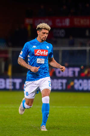 GENOVA - NOV 10, 2018: Kevin Malcuit 2.  C.F.C Genoa - SSC Napoli. Calcio Serie A TIM. Stadium Luigi Ferraris.のeditorial素材