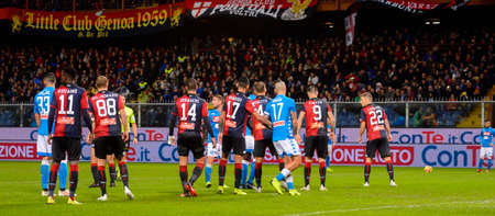 GENOVA - NOV 10, 2018:  C.F.C Genoa - SSC Napoli. Calcio Serie A TIM. Stadium Luigi Ferraris.のeditorial素材