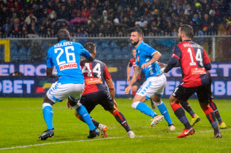 GENOVA - NOV 10, 2018:  C.F.C Genoa - SSC Napoli. Calcio Serie A TIM. Stadium Luigi Ferraris.のeditorial素材