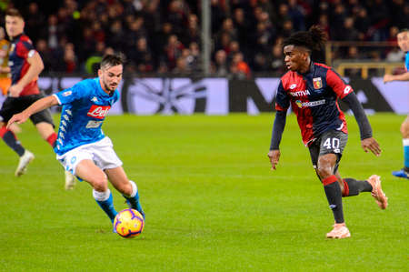 GENOVA - NOV 10, 2018: 40 Stephane Omeonga.  C.F.C Genoa - SSC Napoli. Calcio Serie A TIM. Stadium Luigi Ferraris.のeditorial素材