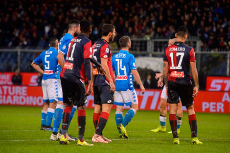 GENOVA - NOV 10, 2018:  C.F.C Genoa - SSC Napoli. Calcio Serie A TIM. Stadium Luigi Ferraris.のeditorial素材